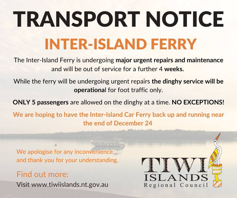 UPDATE - Out of Water Notice - Inter-Islands Ferry